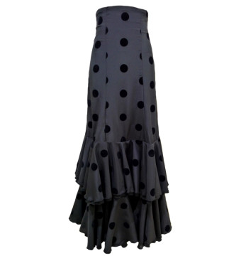 skirt, performance, flamenco, ruffles, polka dots, velvet, black
