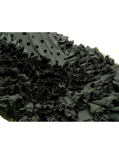 BATA DE COLA SKIRT WITH VELVET POLKA DOTS, MADE-TO-MEASURE (CHOOSE YOUR COLOR)