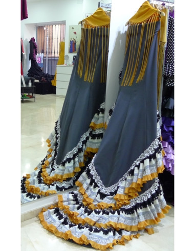 BATA DE COLA WITH 'CANASTERA' FRILLS, STANDARD SIZE (CHOOSE YOUR COLOR)