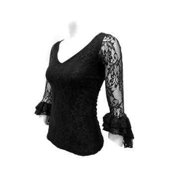 camisa, ensayo, camiseta, top, ensayo, baile, elástica, black, encaje, flamenco 2