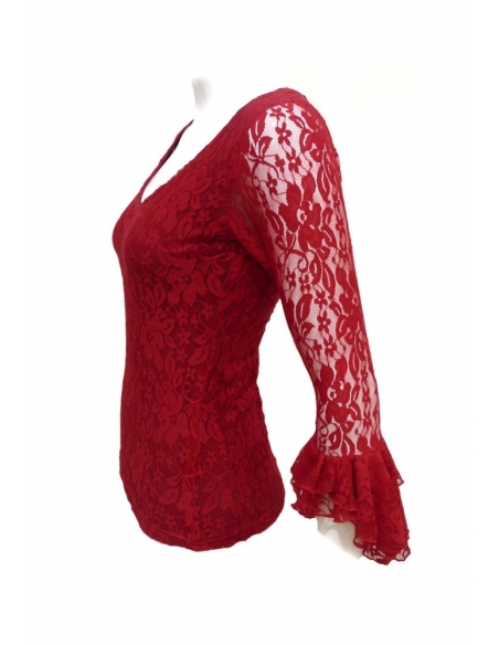 LACE SHIRT, RED COLOR