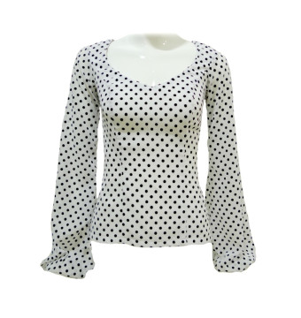 Shirt, performance, chiffon, White, black, professional costume, polka dots, flamenco, made to measure