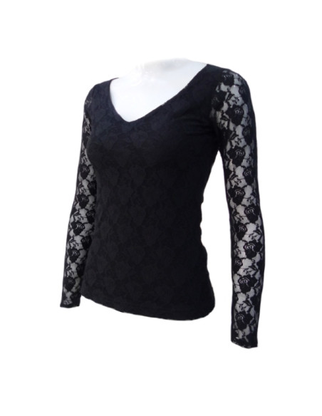 rehearsal shirt, t-shirt, top, practice, dance, elastic, black, lace, flamenco, profesional