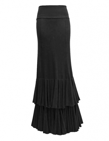 TWO BIG FRILL SKIRT, BLACK COLOR