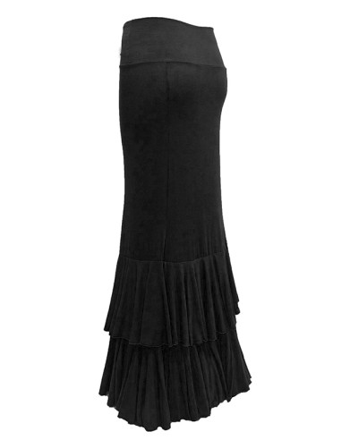 TWO BIG FRILL SKIRT, BLACK COLOR
