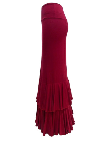 FALDA CON DOS VOLANTES ANCHOS, COLOR RIOJA