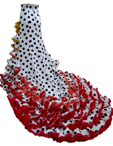 FALDA DE COLA CON VOLANTES DOBLES, HECHA A MEDIDA