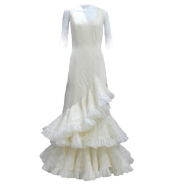 dress, performance, flamneco, white, lace, cancan, raffles, volume