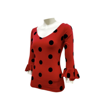 camisa, ensayo, camiseta, top, ensayo, baile, elástica, petróleo, rojo, morado, rosa, lunares, flamenco, terciopelo 2