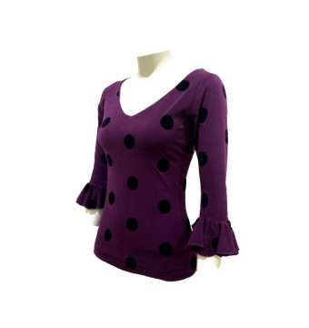 rehearsal shirt, t-shirt, top, practice, dance, elastic, teal, red, pink, polka dots, flamenco, velvet 2