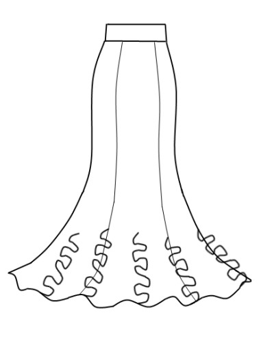 VERTICAL FRILL SKIRT, BLACK COLOR