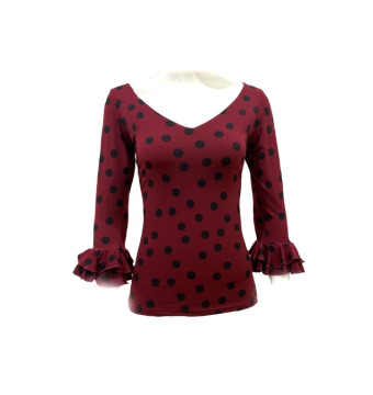 rehearsal shirt, t-shirt, top, practice, dance, elastic, mustard, teal, burgundy, polka dots, flamenco, professional