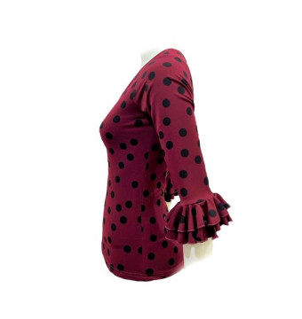 rehearsal shirt, t-shirt, top, practice, dance, elastic, mustard, teal, burgundy, polka dots, flamenco, professional 2