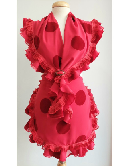 delantal, pañoleta, gasa, terciopelo, rojo, complementos flamenca