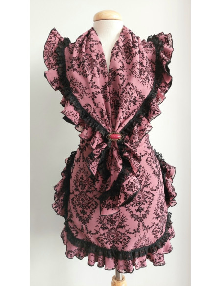 delantal, pañoleta, gasa, terciopelo, rosa, negro, complementos flamenca