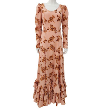 vestido, escenario, flamenco, salmon, flores