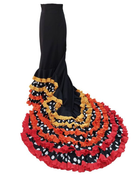 bata de cola, falda de cola, uso profesional, lunares, vestuario flamenco