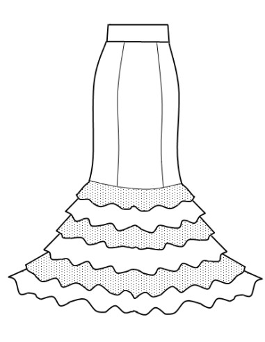 LACE FRILL SKIRT, 'RIOJA' RED COLOR