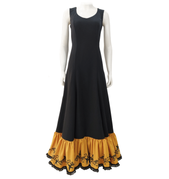 dress, performance, black, flared, underskirt