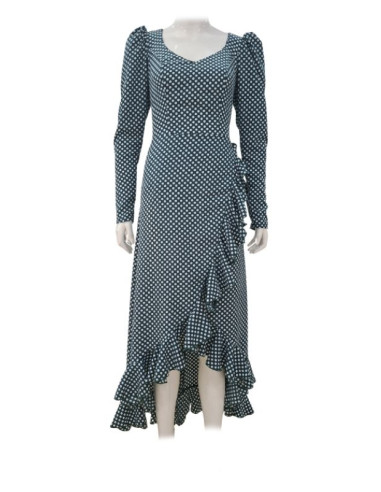overskirt, overdress, performance, customizable, green, polka dots