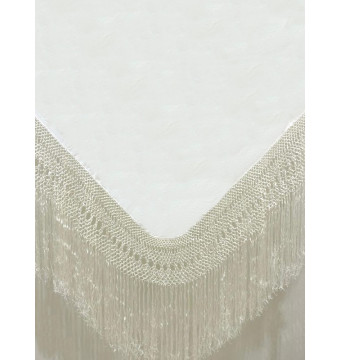 602 BC, mantón, hecho a mano, seda, flecos, ensayo