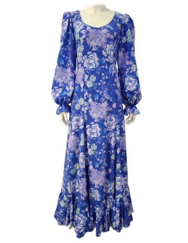 vestido, escenario, vuelo, enagua, azul, flores