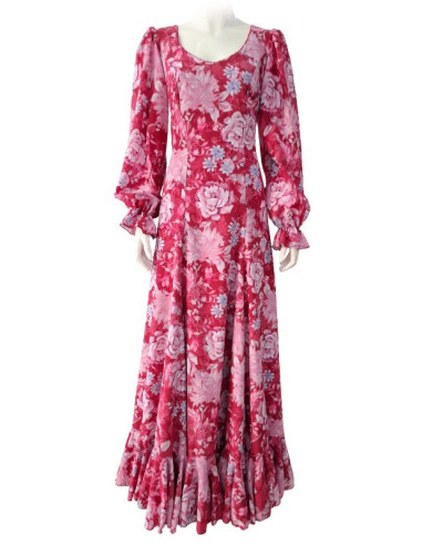 dress, performance, flared, underskirt, pink, flowers