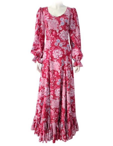 vestido, escenario, vuelo, rosa, flores, enagua