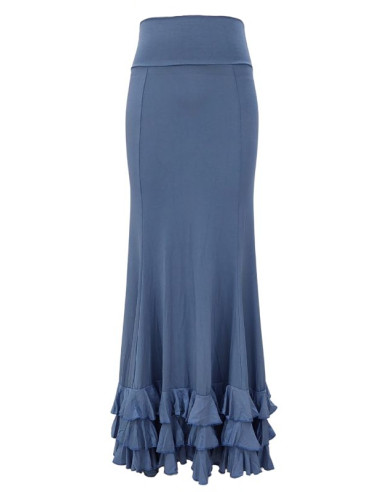 THREE-FRILL SKIRT, BLUISH GRAY COLOR