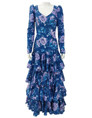 performance dress, frill dress, customizable, blue, flowers, floral