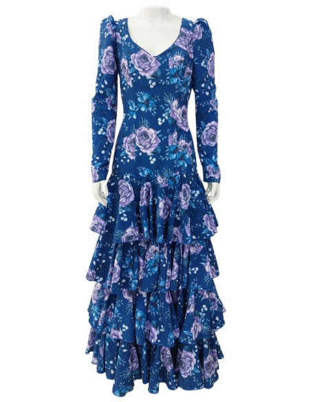 vestido de escenario, vestido de volantes, personalizable, azul, flores, floral