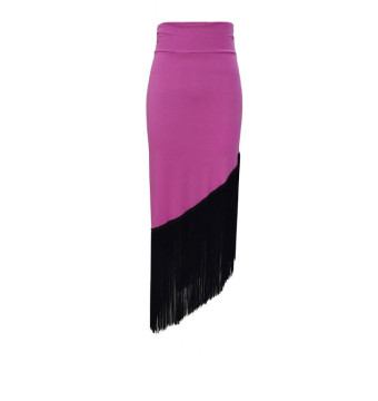 ASYMMETRICAL SKIRT WITH FRINGES, FUCHSIA COLOR