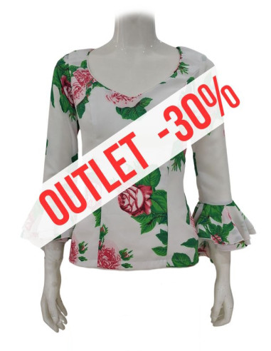 top, performance, flamenca, outlet, white, floral