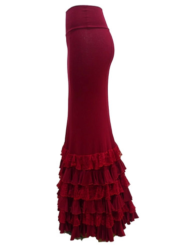 LACE FRILL SKIRT, 'RIOJA' RED COLOR