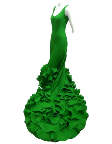 VESTIDO DE COLA 4 VOLANTES A MEDIDA, STRECH (ELIGE TU COLOR)