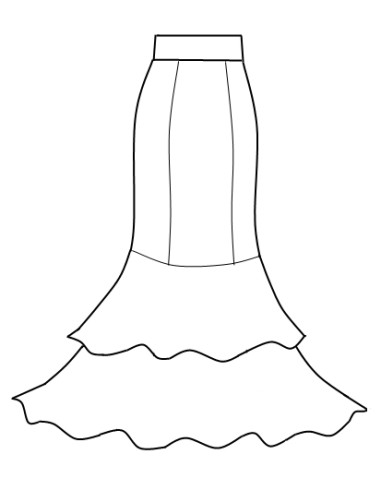 TWO BIG FRILL SKIRT, BLACK COLOR