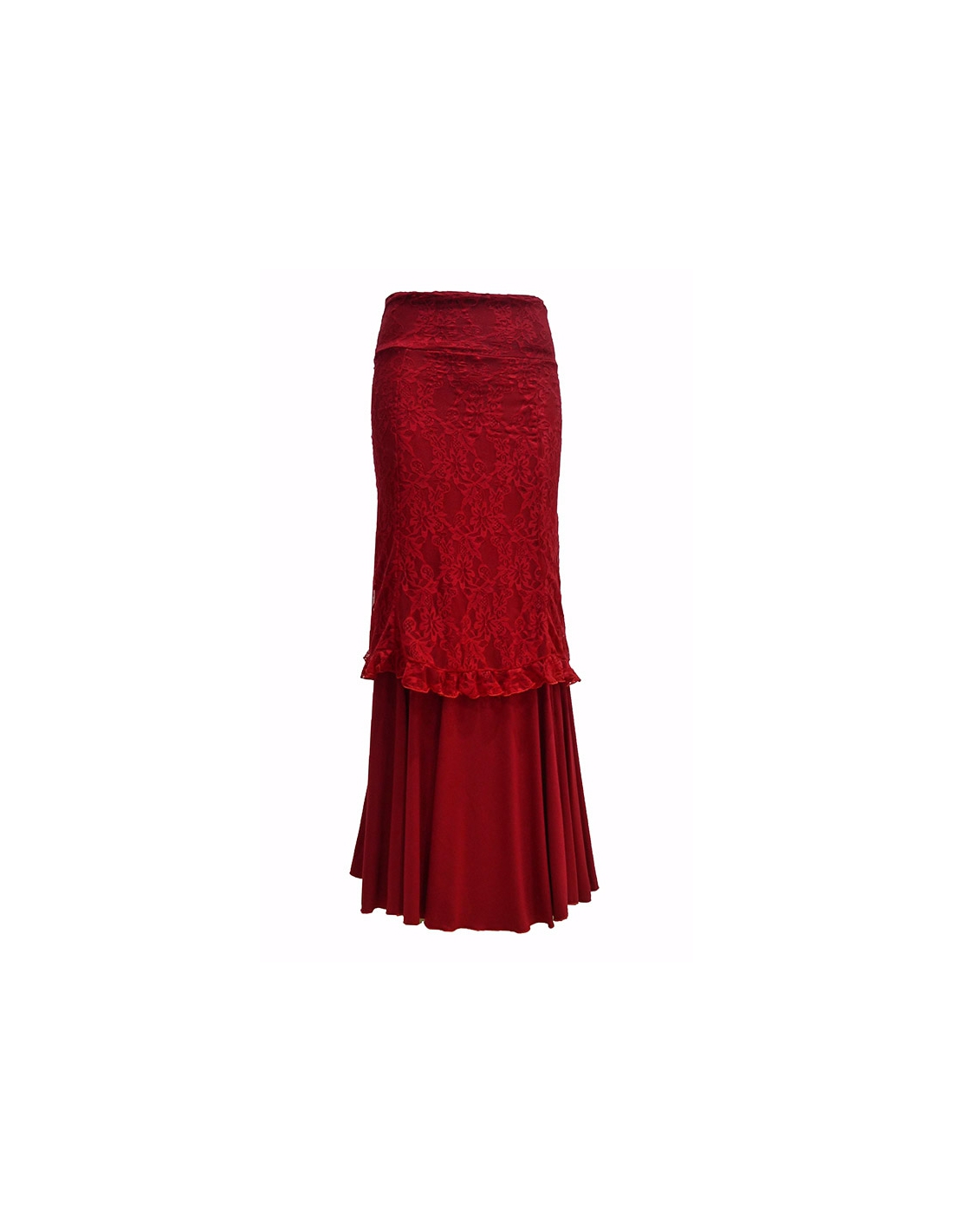 DOUBLE LACE SKIRT, 'RIOJA' RED COLOR