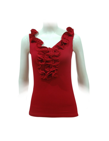 SHIRT WITHOUT SLEEVES, 'RIOJA' RED COLOR