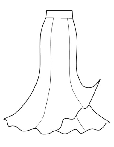 DOUBLE SKIRT WITH LACE, BOUGAINVILLEA AND BLACK COLOR