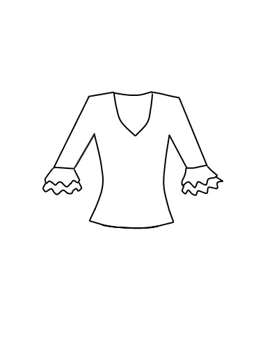 CAMISA CON VOLANTES REDONDOS, COLOR NEGRO