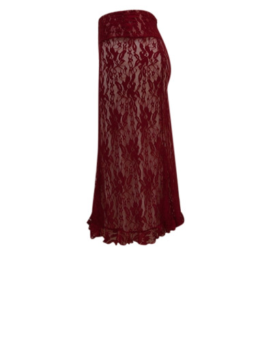 SOBREFALDA DE ENCAJE, COLOR ROJO