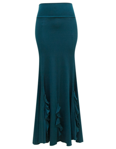 VERTICAL FRILL SKIRT, BLUE PETROL COLOR