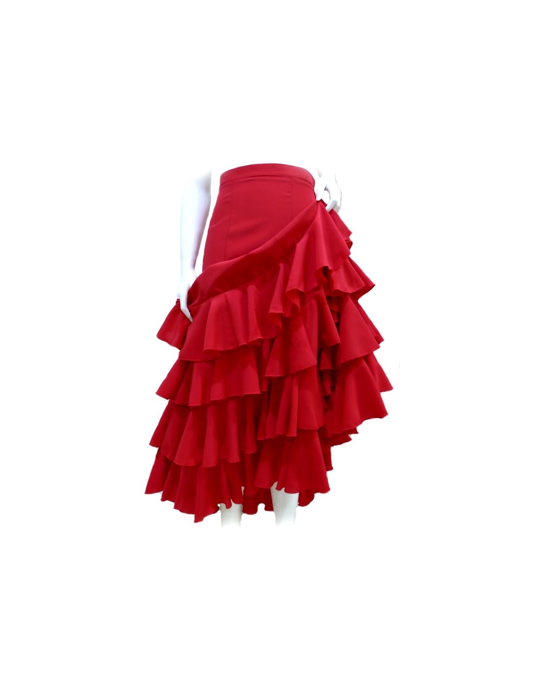 Falda de baile flamenco de original y exclusivo diseño, con 4 volantes.